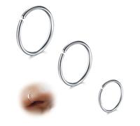 ESHIONER G23 Titane Piercing Nez Anneaux Piercing Oreille Cartilage Helix Conch Septum Piercing Anneaux de Tragus Daith 18G 20G 6MM/8MM/10MM Argent Or Noir 3PCS Hypoallergénique Anneau Nez Piercing