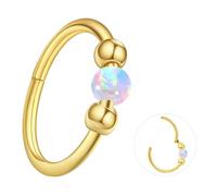 ESHIONER G23 Titane Piercing Nez Anneaux Piercing Oreille Helix Conch Argent Septum Piercing Anneaux de Cartilage Tragus Daith 18G 8MM Hypoallergénique Blanc Bleu Rose Opale Anneau Nez Piercing Femmes
