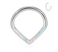 ESHIONER G23 Titane Piercing Septum Nez Anneaux Piercing Oreille Helix Argent Or Piercing Anneaux de Cartilage Tragus Daith Opale Anneau Nez Piercing Hypoallergénique 16G 10MM Rook Conch Daith