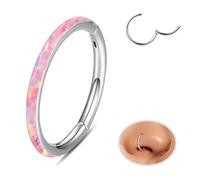 ESHIONER G23 Titane Piercing Septum Nez Anneaux Piercing Oreille Helix Conch Argent Or Piercing Anneaux de Cartilage Tragus Daith Opale Anneau Nez Piercing Hypoallergénique 18G 16G 6MM/8MM/10MM