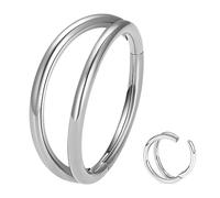 ESHIONER G23 Titane Piercing Tragus Hypoallergénique Argent Piercing Hélix Anneaux de Cartilage Double Line Piercing Conch Septum 16G 8MM Anneau Nez Piercing 1 Pièce