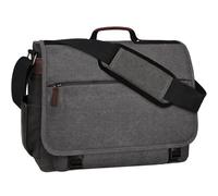 Eshow Sacoche Homme Bandouliere Imperméable, Sac Bandoulière Besace Homme pour Ordinateur 15,6" Sacs d'épaule en Toile et Cuir Céritable Vintage pour Travail Voyage Loisirs Bureau Université Gris