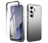 ESHUYI® Coque en TPU Clair pour Samsung Galaxy S25 avec Angles Choc Amortissant, Etui Protection Anti-Poussière avec Pare-Chocs PC et Protecteur D'écran, Noir