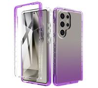 ESHUYI® Coque en TPU Clair pour Samsung Galaxy S25 Ultra avec Angles Choc Amortissant, Etui Protection Anti-Poussière avec Pare-Chocs PC et Protecteur D'écran, Mauve