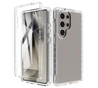 ESHUYI® Coque en TPU Clair pour Samsung Galaxy S25 Ultra avec Angles Choc Amortissant, Etui Protection Anti-Poussière avec Pare-Chocs PC et Protecteur D'écran, Transparent
