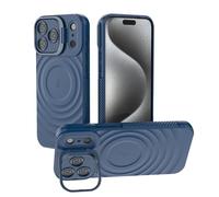 ESHUYI Coque Magnétique pour iPhone 17 Pro Max Compatible avec MagSafe, Étui avec Support, Doublure en Microfibre Douce, Housse Antichoc avec Bumper (Bleu)