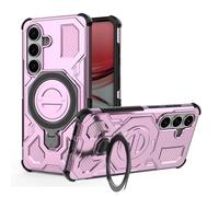 ESHUYI Coque Magnétique pour Samsung Galaxy S26, Compatible MagSafe, Étui Antichoc Militaire avec Coins Airbag, Support Rotatif 360°, TPU+PC Hybride, Violet