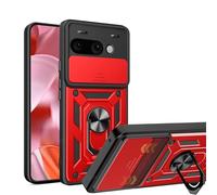 ESHUYI Coque pour Google Pixel 10a avec Lentille Coulissante Couverture et Support Rotatif, Anti-Chute Étui Housse Compatible avec Support De Voiture Magnétique, Rouge