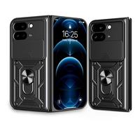 ESHUYI® Coque pour Google Pixel 9 Pro Fold avec Lentille Coulissante Couverture et Support Rotatif, Anti-Chute Étui Housse Compatible avec Support De Voiture Magnétique, Noir