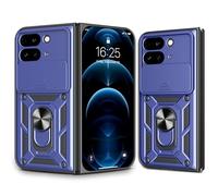 ESHUYI® Coque pour Google Pixel 9 Pro Fold avec Lentille Coulissante Couverture et Support Rotatif, Anti-Chute Étui Housse Compatible avec Support De Voiture Magnétique, Bleu