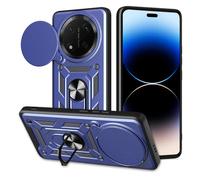 ESHUYI® Coque pour Honor Magic7 Lite 5G avec Lentille Coulissante Couverture et Support Rotatif, Anti-Chute Étui Housse Compatible avec Support De Voiture Magnétique, Bleu