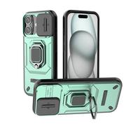 ESHUYI Coque pour iPhone 17 avec Lentille Coulissante Couverture et Support Rotatif, Anti-Chute Étui Housse Compatible avec Support De Voiture Magnétique, Vert