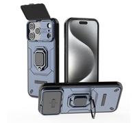 ESHUYI Coque pour iPhone 17 Pro Max avec Lentille Coulissante Couverture et Support Rotatif, Anti-Chute Étui Housse Compatible avec Support De Voiture Magnétique, Bleu