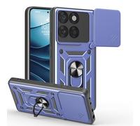 ESHUYI Coque pour Motorola Edge 60 Fusion/Edge 60/Edge 60s avec Lentille Coulissante Couverture et Support Rotatif, Anti-Chute Étui Housse Compatible avec Support De Voiture Magnétique, Bleu