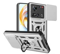 ESHUYI® Coque pour Nubia Z70 Ultra 5G avec Lentille Coulissante Couverture et Support Rotatif, Anti-Chute Étui Housse Compatible avec Support De Voiture Magnétique, Argent