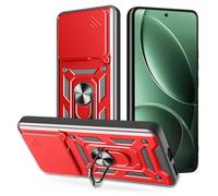 ESHUYI Coque pour Oppo Find X9 avec Lentille Coulissante Couverture et Support Rotatif, Anti-Chute Étui Housse Compatible avec Support De Voiture Magnétique, Rouge