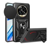 ESHUYI® Coque pour Realme 13 Pro/Realme 13 Pro+ avec Lentille Coulissante Couverture et Support Rotatif, Anti-Chute Étui Housse Compatible avec Support De Voiture Magnétique, Noir
