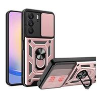 ESHUYI® Coque pour Realme C75 4G/Realme 14x avec Lentille Coulissante Couverture et Support Rotatif, Anti-Chute Étui Housse Compatible avec Support De Voiture Magnétique, Or Rose