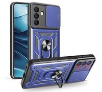 ESHUYI® Coque pour Samsung Galaxy A17 5G/Galaxy A26 avec Lentille Coulissante Couverture et Support Rotatif, Anti-Chute Étui Housse Compatible avec Support De Voiture Magnétique, Bleu