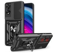 ESHUYI® Coque pour TCL 505 avec Lentille Coulissante Couverture et Support Rotatif, Anti-Chute Étui Housse Compatible avec Support De Voiture Magnétique, Noir