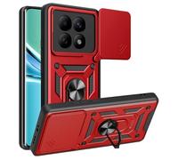 ESHUYI Coque pour Vivo X300 avec Lentille Coulissante Couverture et Support Rotatif, Anti-Chute Étui Housse Compatible avec Support De Voiture Magnétique, Rouge