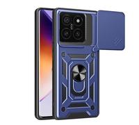 ESHUYI® Coque pour Xiaomi 14T Pro avec Lentille Coulissante Couverture et Support Rotatif, Anti-Chute Étui Housse Compatible avec Support De Voiture Magnétique, Bleu