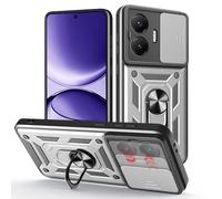 ESHUYI Coque pour Xiaomi Poco F7 5G avec Lentille Coulissante Couverture et Support Rotatif, Anti-Chute Étui Housse Compatible avec Support De Voiture Magnétique, Argent