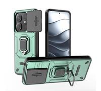 ESHUYI® Coque pour Xiaomi Redmi Note 14 5G avec Lentille Coulissante Couverture et Support Rotatif, Anti-Chute Étui Housse Compatible avec Support De Voiture Magnétique, Vert