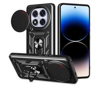 ESHUYI® Coque pour Xiaomi Redmi Note 14 Pro Plus(Pro+) 5G avec Lentille Coulissante Couverture et Support Rotatif, Anti-Chute Étui Housse Compatible avec Support De Voiture Magnétique, Noir