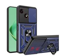 ESHUYI Coque pour ZTE Blade A35e avec Lentille Coulissante Couverture et Support Rotatif, Anti-Chute Étui Housse Compatible avec Support De Voiture Magnétique, Bleu