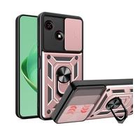 ESHUYI Coque pour ZTE Blade A35e avec Lentille Coulissante Couverture et Support Rotatif, Anti-Chute Étui Housse Compatible avec Support De Voiture Magnétique, Or Rose