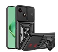 ESHUYI Coque pour ZTE Blade A35e avec Lentille Coulissante Couverture et Support Rotatif, Anti-Chute Étui Housse Compatible avec Support De Voiture Magnétique, Noir