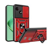 ESHUYI Coque pour ZTE Blade A35e avec Lentille Coulissante Couverture et Support Rotatif, Anti-Chute Étui Housse Compatible avec Support De Voiture Magnétique, Rouge