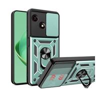 ESHUYI Coque pour ZTE Blade A35e avec Lentille Coulissante Couverture et Support Rotatif, Anti-Chute Étui Housse Compatible avec Support De Voiture Magnétique, Vert