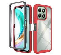 ESHUYI® Coque Transparente pour Honor X6b/X6a/X5b/X5b Plus, Antichoc Housse Full Body Protection, Étui Antipoussière Incassable [avec Protecteur D'écran], Rouge