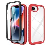 ESHUYI® Coque Transparente pour iPhone 16e Antichoc Housse Full Body Protection, Étui Antipoussière Incassable [avec Protecteur D'écran], Rouge
