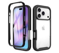 ESHUYI® Coque Transparente pour iPhone 17 Pro Antichoc Housse Full Body Protection, Étui Antipoussière Incassable [avec Protecteur D'écran], Noir