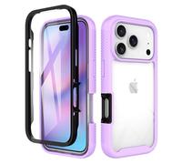 ESHUYI® Coque Transparente pour iPhone 17 Pro Antichoc Housse Full Body Protection, Étui Antipoussière Incassable [avec Protecteur D'écran], Violet Clair