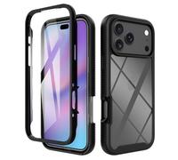 ESHUYI® Coque Transparente pour iPhone 17 Pro Max Antichoc Housse Full Body Protection, Étui Antipoussière Incassable [avec Protecteur D'écran], Noir
