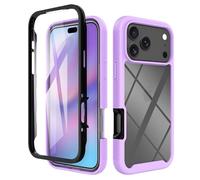 ESHUYI® Coque Transparente pour iPhone 17 Pro Max Antichoc Housse Full Body Protection, Étui Antipoussière Incassable [avec Protecteur D'écran], Violet Clair