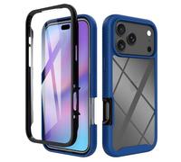 ESHUYI® Coque Transparente pour iPhone 17 Pro Max Antichoc Housse Full Body Protection, Étui Antipoussière Incassable [avec Protecteur D'écran], Bleu Foncé