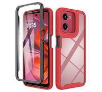 ESHUYI® Coque Transparente pour Motorola Moto E15/Moto G05 Antichoc Housse Full Body Protection, Étui Antipoussière Incassable [avec Protecteur D'écran], Rouge
