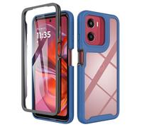 ESHUYI® Coque Transparente pour Motorola Moto E15/Moto G05 Antichoc Housse Full Body Protection, Étui Antipoussière Incassable [avec Protecteur D'écran], Bleu Foncé