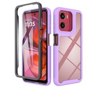 ESHUYI® Coque Transparente pour Motorola Moto E15/Moto G05 Antichoc Housse Full Body Protection, Étui Antipoussière Incassable [avec Protecteur D'écran], Violet Clair