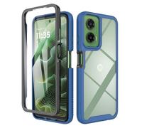 ESHUYI® Coque Transparente pour Motorola Moto G35 5G Antichoc Housse Full Body Protection, Étui Antipoussière Incassable [avec Protecteur D'écran], Bleu Foncé
