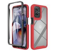 ESHUYI® Coque Transparente pour Motorola Moto G55 5G Antichoc Housse Full Body Protection, Étui Antipoussière Incassable [avec Protecteur D'écran], Rouge