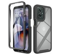 ESHUYI® Coque Transparente pour Motorola Moto G55 5G Antichoc Housse Full Body Protection, Étui Antipoussière Incassable [avec Protecteur D'écran], Noir