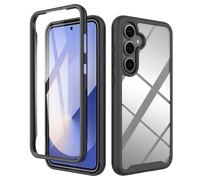 ESHUYI® Coque Transparente pour Samsung Galaxy S25 Plus(S25+) Antichoc Housse Full Body Protection, Étui Antipoussière Incassable [avec Protecteur D'écran], Noir