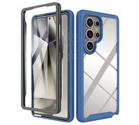 ESHUYI® Coque Transparente pour Samsung Galaxy S25 Ultra Antichoc Housse Full Body Protection, Étui Antipoussière Incassable [avec Protecteur D'écran], Bleu Foncé
