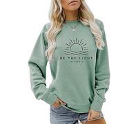 ESIKAH Be The Light Matthew 5:14 Chemise décontractée à col rond pour femme, chemise chrétienne avec citation de la foi biblique, cadeaux, Vert, XXL